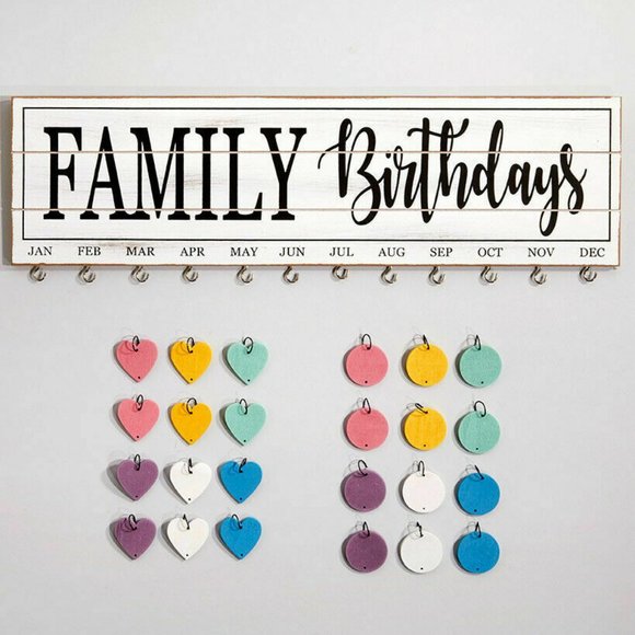 Wood Family Birthday Reminder Calendar Plaque Sign "MAKES A GREAT GIFT" - Picture 2 of 3